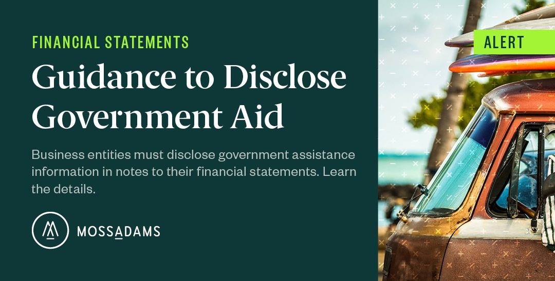 New Government Assistance Disclosure Requirements